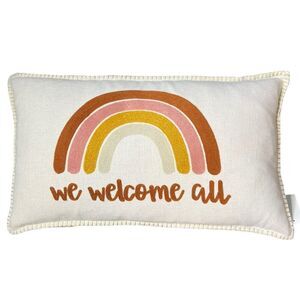 MARLO Lorenz Rainbow Equality Embroidered Accent Throw Pillow we Welcome All